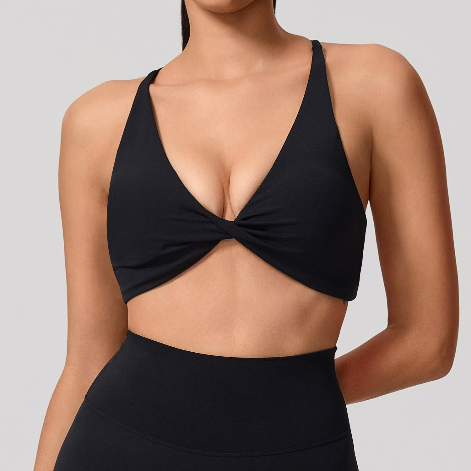 Xijia cruza hombros delgados y revela ropa interior deportiva femenina con sensación de nube, cuello con almohadilla para el pecho, sujetador ajustado de yoga transfronterizo y Fitness image 7