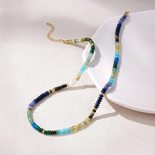 15g Weight Lobster Trigger Clasp Closure Clasp Closure Type Necklace Classification Beaded Chain Chain Type 1 Piece Quantity Daily, Street Occasion natural stone Material Geometric Pattern Women's Gender Simple Style Style Simple Style Geometric Natural Stone Beaded Chain Necklace 7