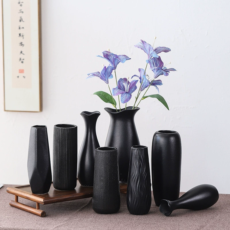 Керамическая ваза Zhenmao в современном черном цвете для гостиной, светлая роскошь, высококачественное цветочное украшение, сухоцветы