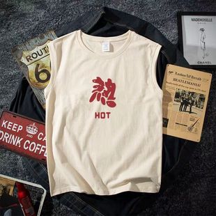 National Fashion Creative Sleeveless T-shirt with Bad Text for Men and Women 2023 New Men's Clothes Summer Loose Waistcoat Vest 12