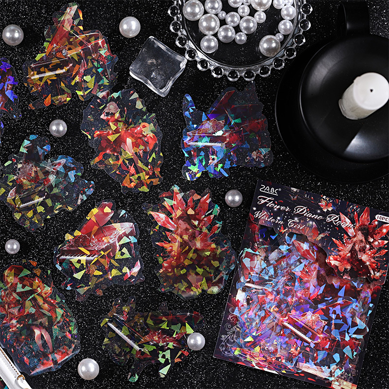 Conchas láser de niña occidental transparente impermeable pet pegatinas de cuentas de mano bolsas diy diarios de mano decoración pegatinas de papelería