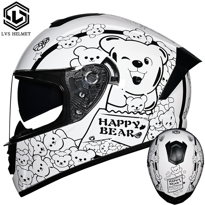 Casco de Motocicleta LVS de Imitación para Hombre, Casco Integral para Vehículo Eléctrico 3C, Casco de Motociclista con Doble Visera para Otoño e Invierno image 13