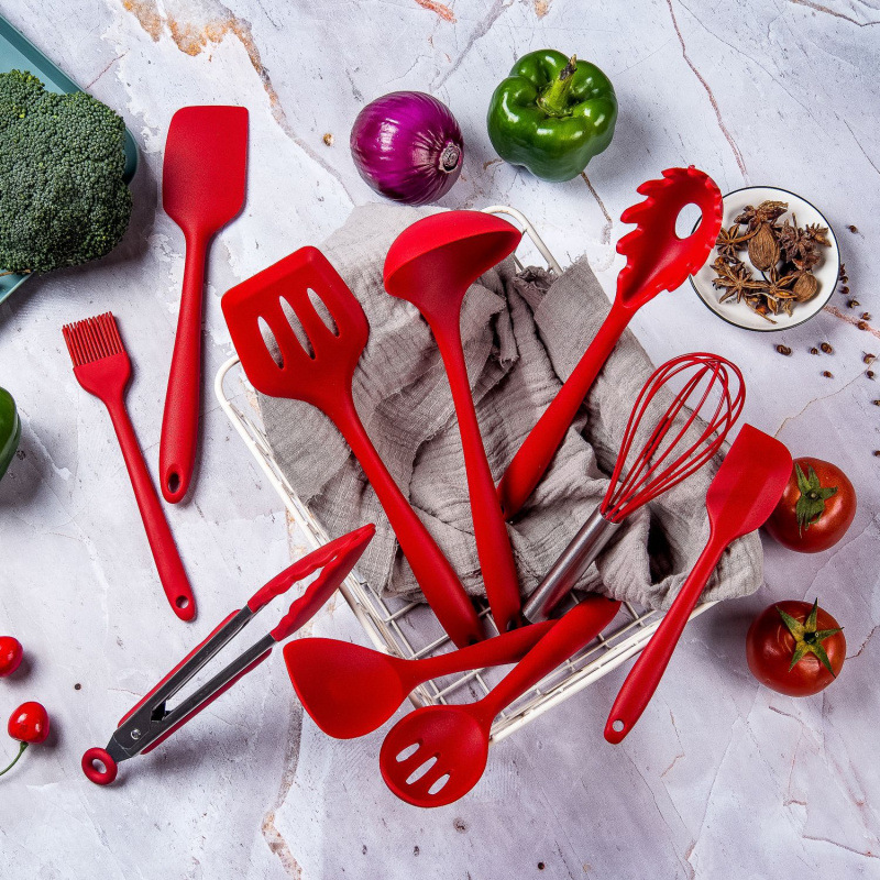 Kit de cocina de silicona de 10 piezas, conjunto de herramientas de silicona antiadherentes, garras de polvo, cuchillo de silicona, utensilios de cocina