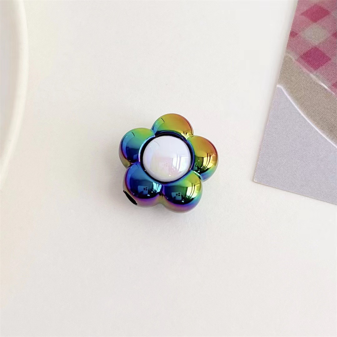 Cuentas de acrílico coloridas plateadas AB y de dos colores girasol, para DIY, accesorios de joyería, llaveros para teléfono móvil, venta al por mayor.