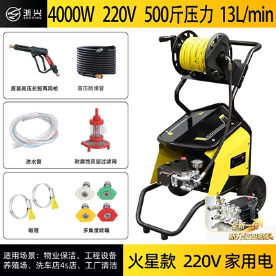Car washing machine, 220V High-Power Car Wash Shop - 10m-water-outlet-pipe-two-phase-40kw-pressure-washer-250kg-hose-reel-newly-upgraded-german-technology-nickel-plated-pump-head