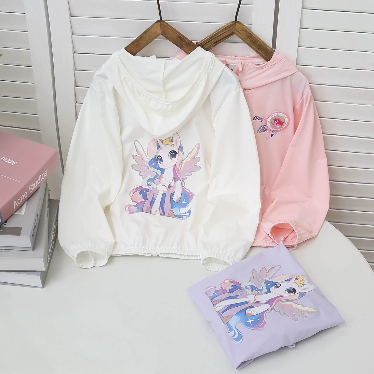 Детская защитная одежда от солнца с капюшоном Pony, ветровка-мультфильм, детская одежда, оптовая