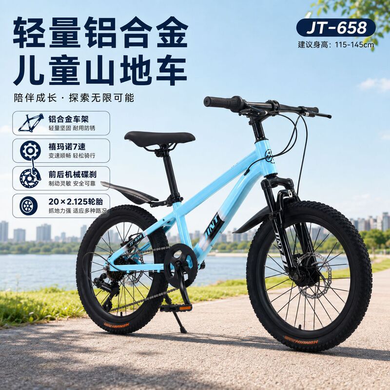 Cross-border export 20inch mountain bike aluminum alloy student variable-speed bike with shock absorption for commuting, disc brakes, children's ride Cross-border export 20inch mountain bike aluminum alloy student variable-speed bike with shock absorption for commuting, disc brakes, children's ride