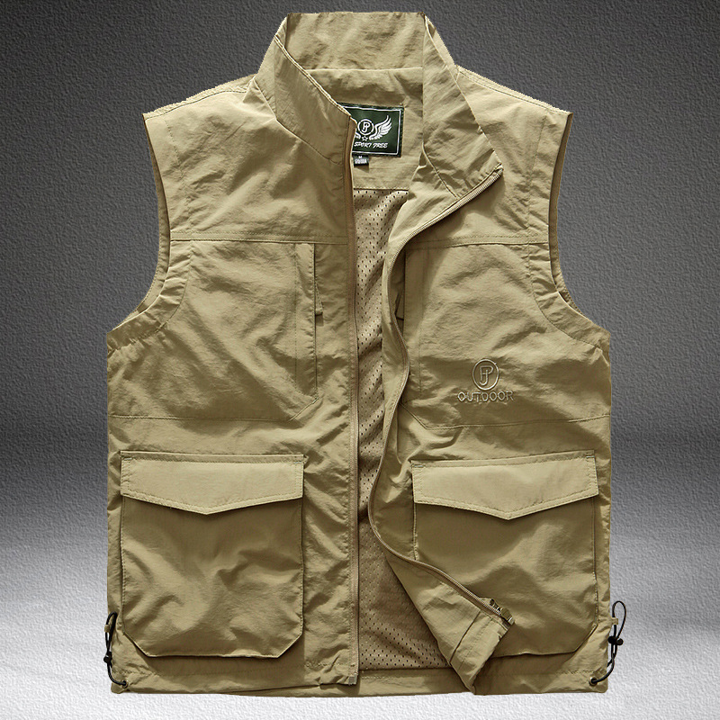 Spring and Autumn Men's Vest Thin Casual Vest Summer Fishing Multi-Pocket Photographer Director's Work Vest