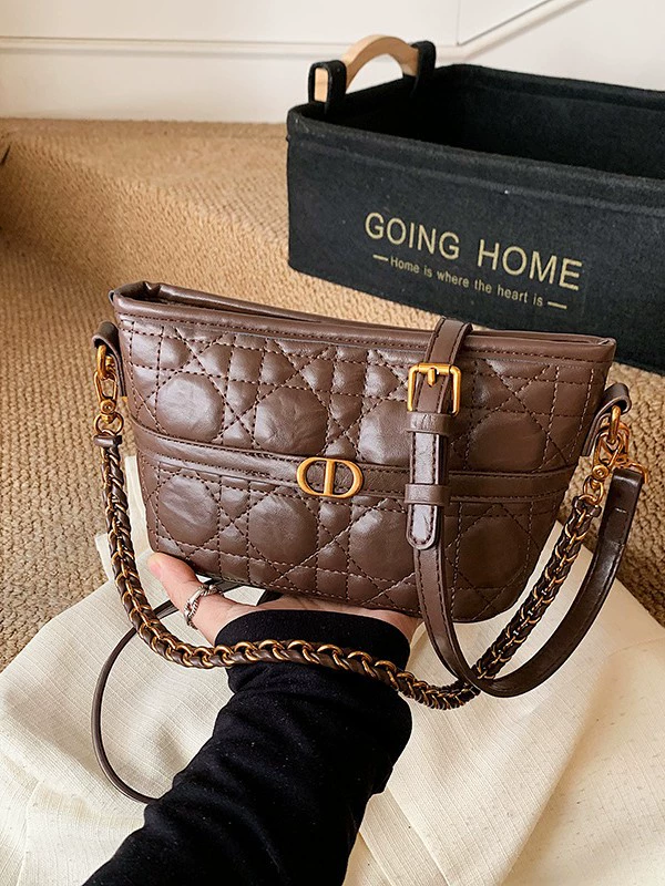 Плечевая сумка (в стиле Chanel) ретро с ромбовидной стёжкой, маленькая, 24×13×8,5 см
