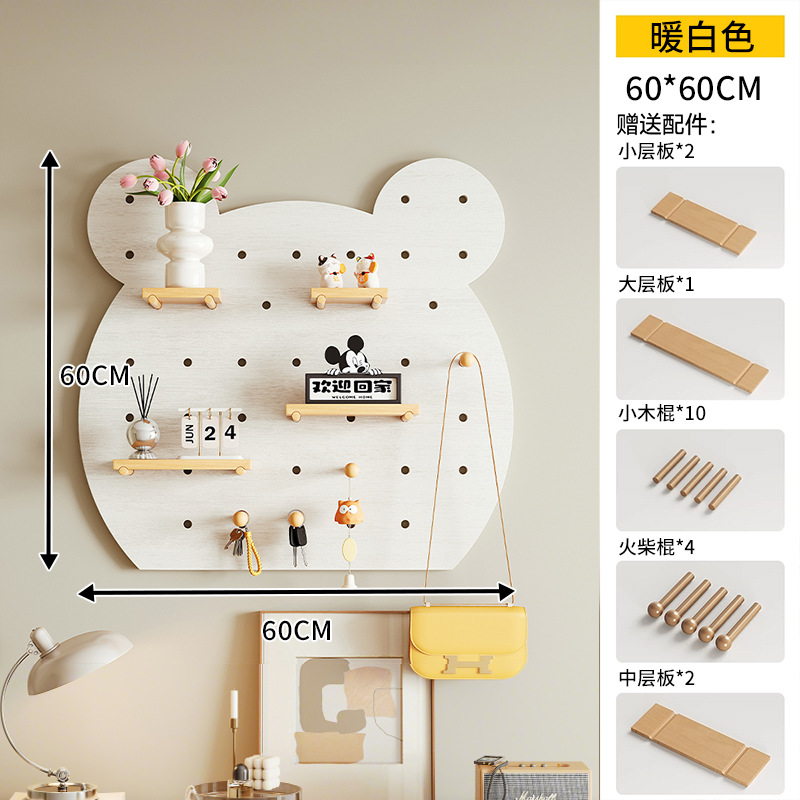 Oso pequeño agujero agujero tablero de escritorio de madera sólida almacenar exhibición modelado decoración de pared sala de estar estante de pared