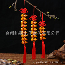 编织中国结五福蝴蝶结桃木葫芦挂件五帝钱家居车载挂饰DIY材料包