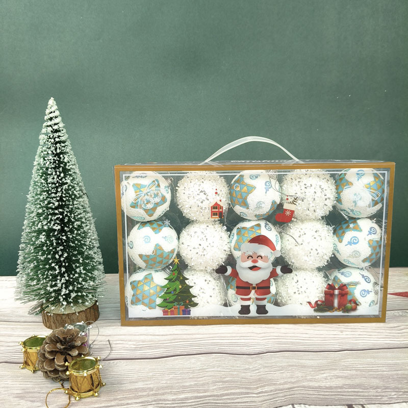 El comercio exterior se vende bien, juego de bolas de espuma de bolas de Navidad rojas, juegos de bolas de nieve coloridas de pino, adornos de árbol de Navidad de 6 cm