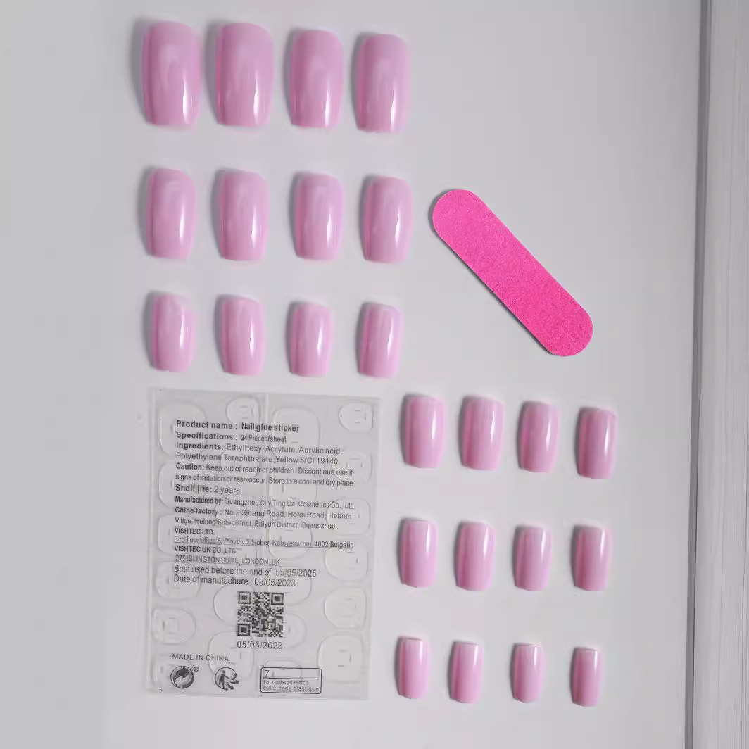 Uña de desgaste rectangular rosa positivo manicure al por mayor manicure productos terminados desmontables manicure al por mayor de alto nivel