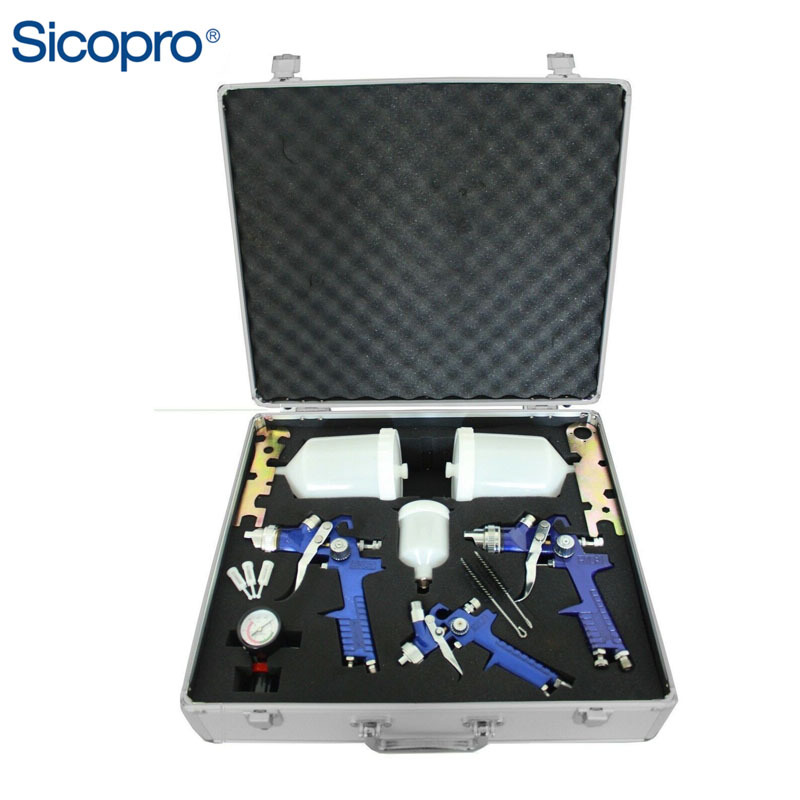 跨境直供827蓝色套装铝箱带壶子压力表亚马逊特卖款喷漆枪套装