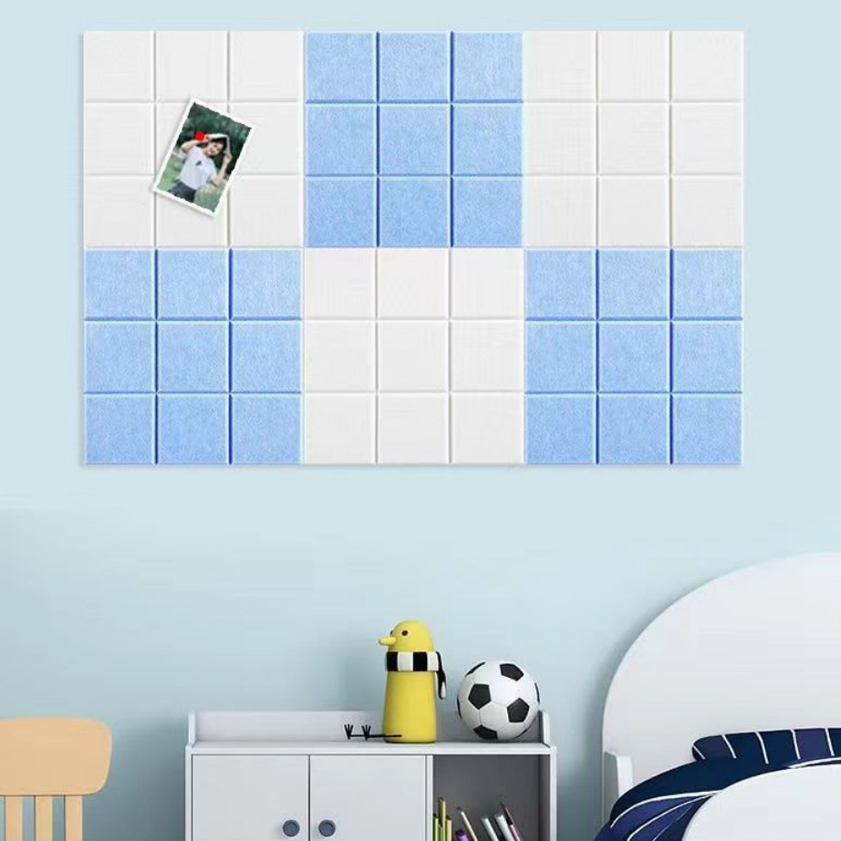 北欧九宫格毛毡墙贴留言板隔音板照片墙背景墙拼接毛毡板防撞贴