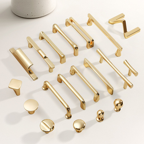 Modern simple hardware handle golden extended cabinet door handle wardrobe cabinet door American light luxury drawer single hole