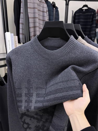 Wholesale autumn and winter men's knitwear sweaters, middle-aged fashionable round neck, thickened warm bottoming shirt, loose top·