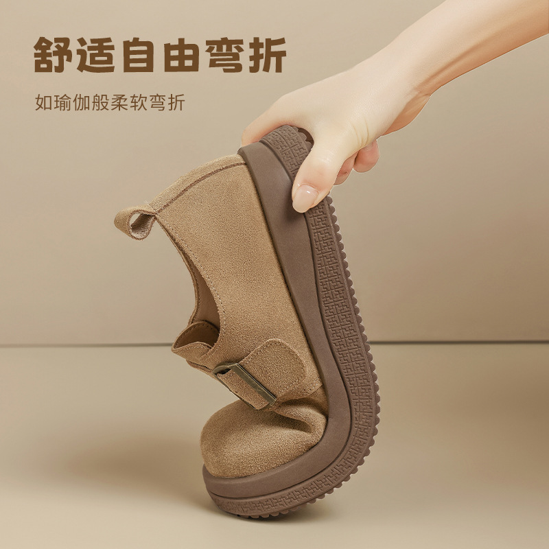 Zapatos de Dengbocken de August Lion para mujeres 2025 nuevos zapatos casuales de invierno de lana para personas perezosas con un pedazo de zapatos de cuero Lefour