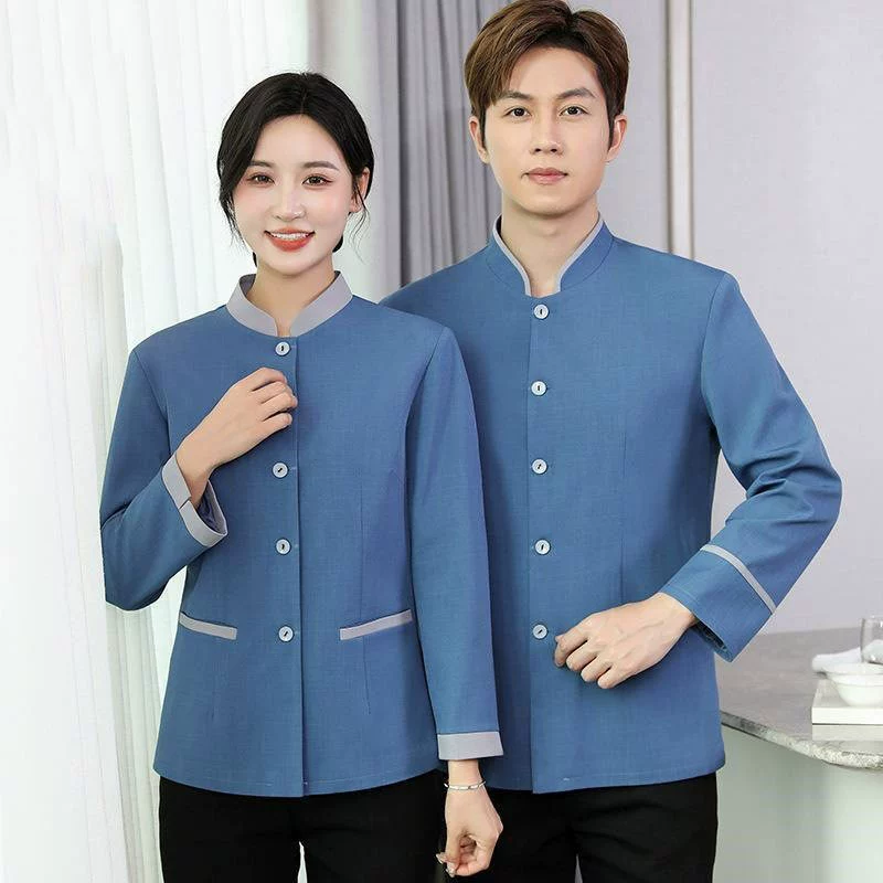 Осенний и зимний мужской и женский отель воротник мойка одежда для уборки дома топ отель тетя уборка с длинными рукавами