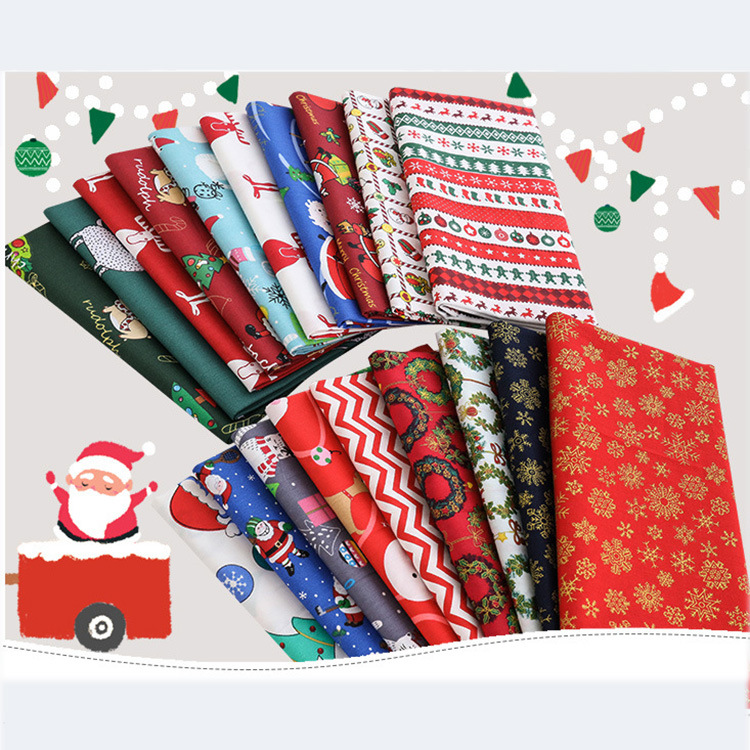 Bajo diseño MOQ 100% algodón tela impresa de tela de patrón de Navidad impresa