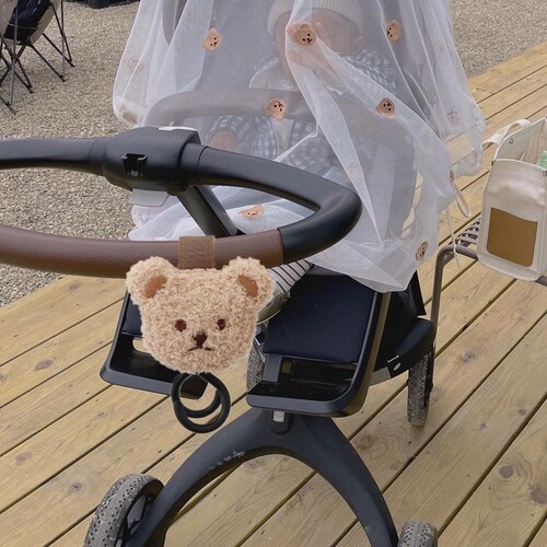 Korean ins style bear head stroller hook stroller accessories stroller walking artifact multi-functional bag hook