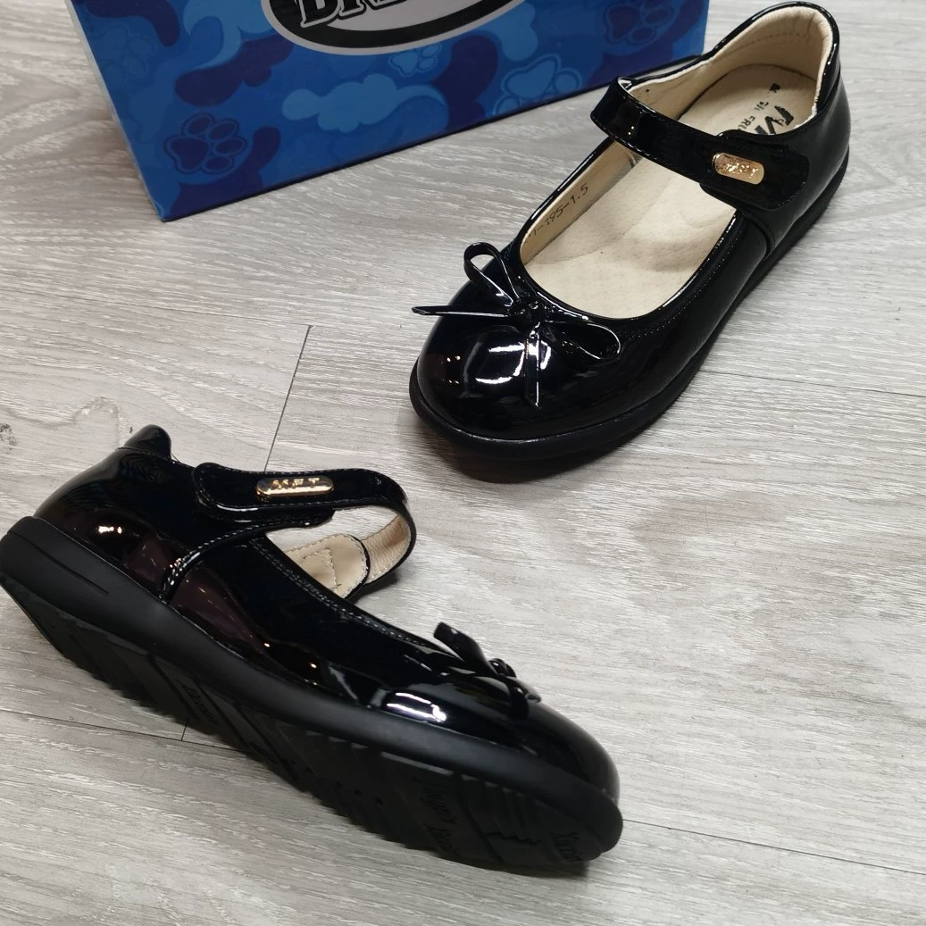Basic bow girl leather shoes lacquered rubber soft bottom black dance festival performance shoes Wenzhou children's shoes
