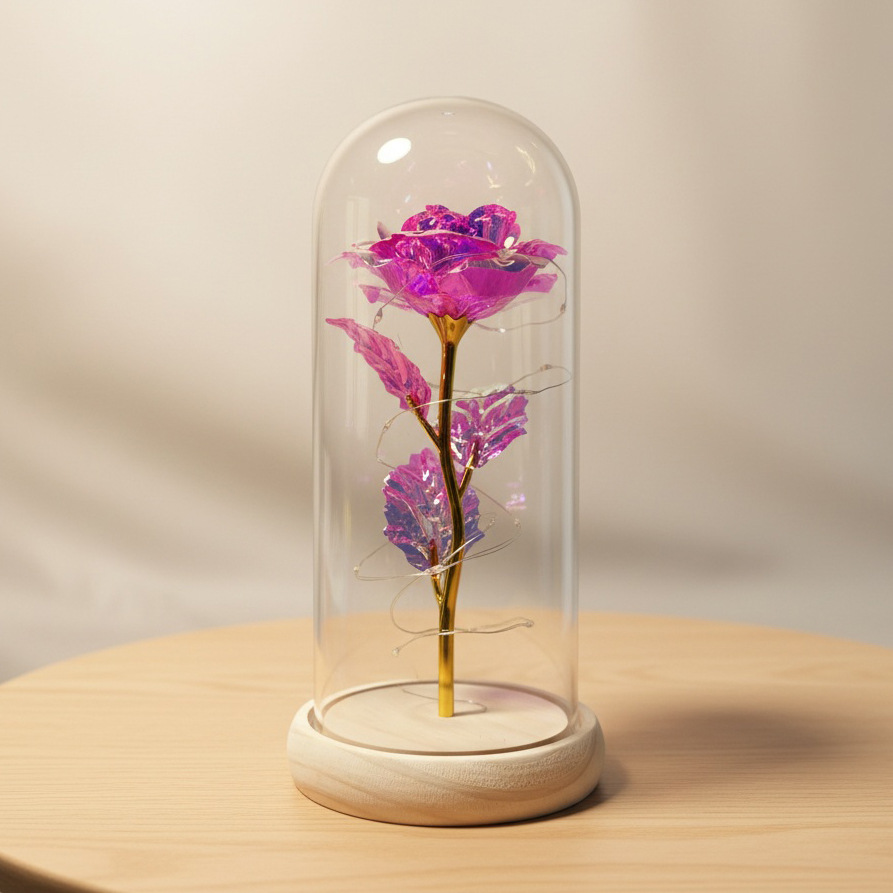 Rosas transfronterizas inmortales flores cubierta de vidrio decoración pareja regalos de día de San Valentín Día de la Madre ideas de cumpleaños 38 regalos pequeños