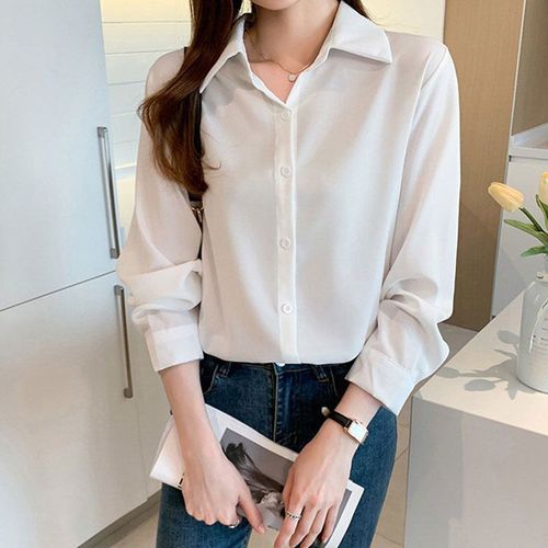 French-style white women's shirt for autumn 2025, autumn/winter professional attire, temperament long-sleeve commuting casual innerwear top