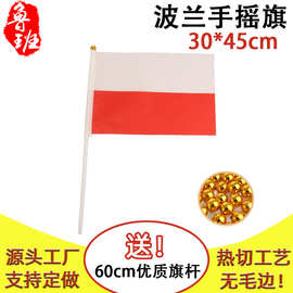 30*45cm波兰手摇旗现货 12*18inch旗帜厂家 Poland小旗子6号含杆