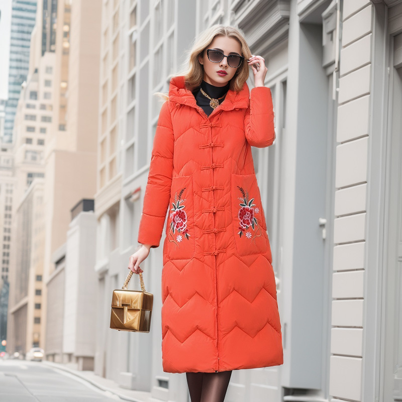 Women's Winter Coat Embroidered Retro Style Hooded Jacket Cotton_voghion.com
