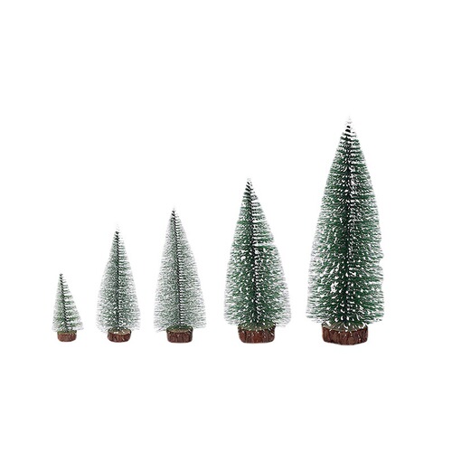 Christmas Mini Decorated Christmas Tree Snow Tower Pine Tree Desktop Window Decorations on Sisal Silk Christmas Decorations