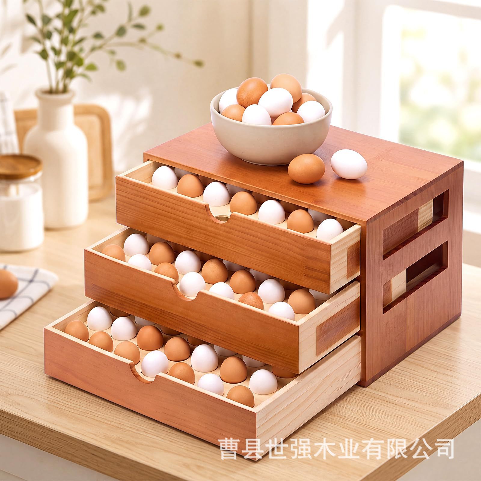 Cross-border egg storage box, multi-layer kitchen egg tray with drawer-style egg organizer, miscellaneous item storage box