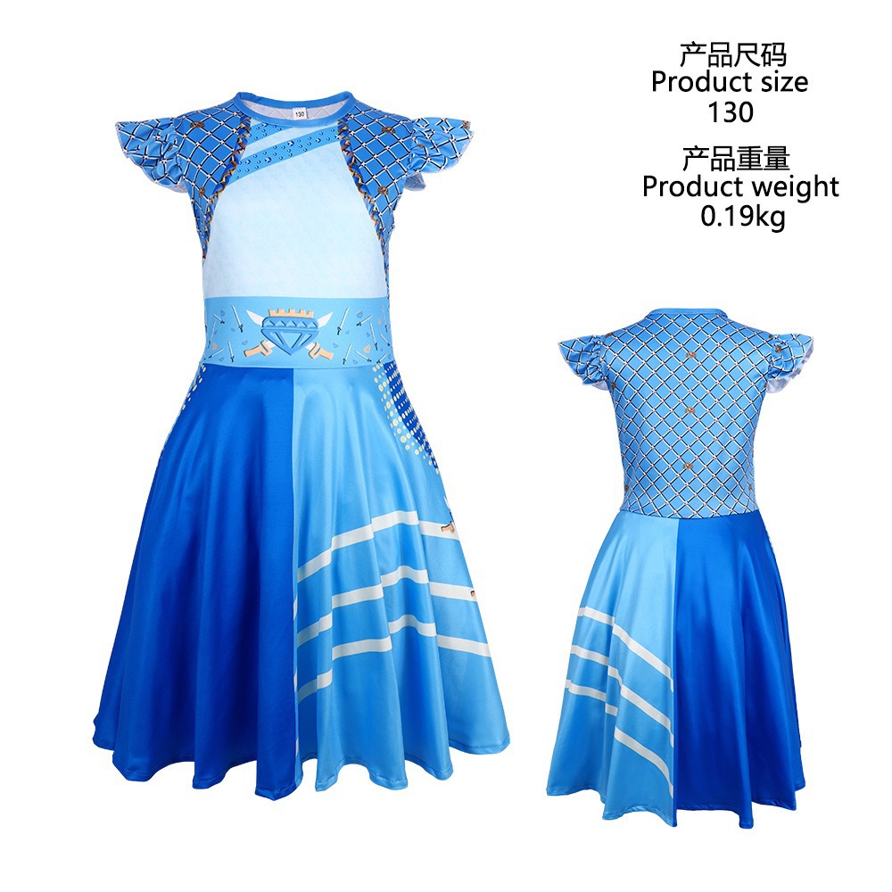 후손 플라잉 슬리브 드레스-블루 1