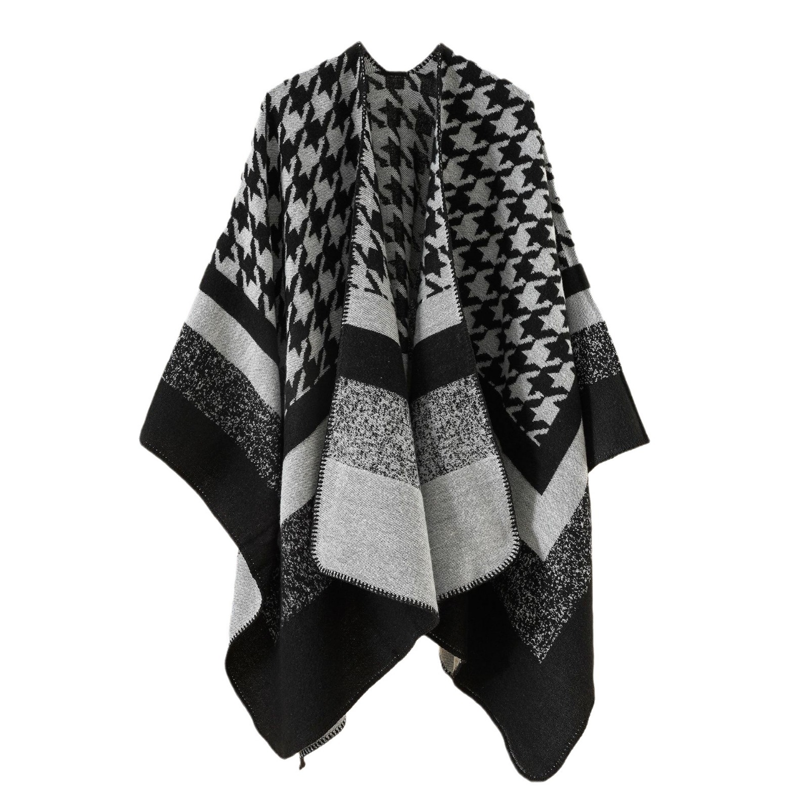 2022 otoño y el invierno nueva moda japonesa y coreana cachemira houndstooth mantón cálido color a juego grande