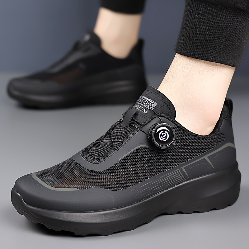 Men's Shoes 2025 Spring and Summer Thick-Soled Rotating Button Sports Trendy Shoes Men's Hiking and Mountaineering Dad Shoes Soft Sole Cut Out