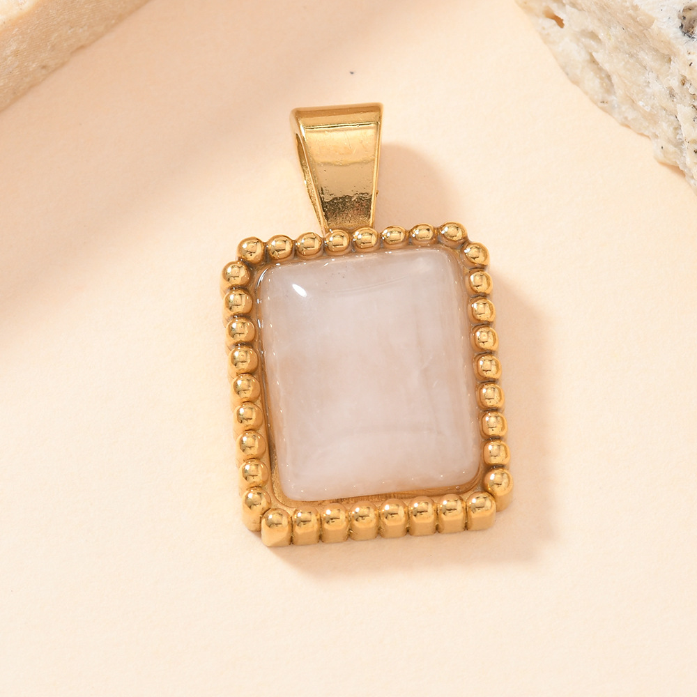 Un solo colgante Europa y América transfronterizos joyería de acero de titanio fundido punto de onda cuadrado colgante de piedra natural DIY accesorios colgante