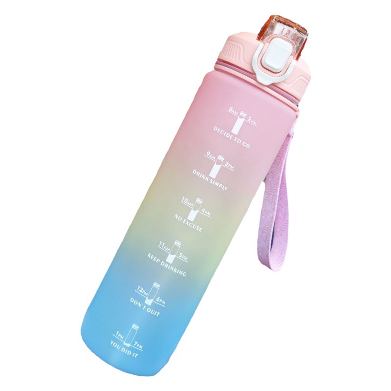 Gradiente de plástico duckbill paja deportes botella de agua cuerda portátil de un solo clic rebotando Copa Amazon comercio exterior