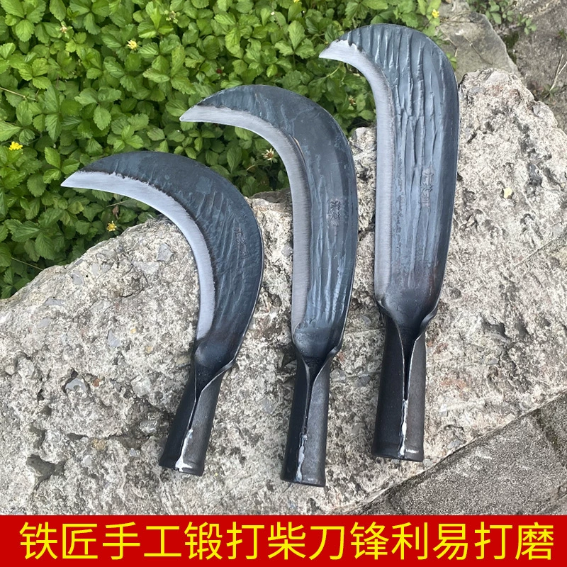 Цельностальной измельчитель ручной работы косилка наследство кузнец пружинная сталь ковка рубка дерева нож рубка дерева старомодный серп