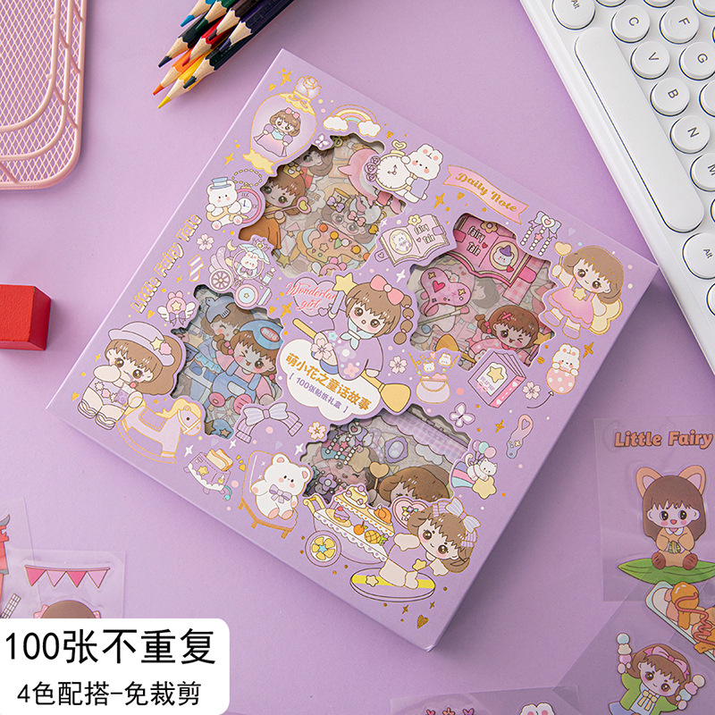 100 piezas no repetidas pegatinas caja de regalo de dibujos animados lindo Diario pegatinas al por mayor del animal doméstico Diario pegatinas niños pegatinas