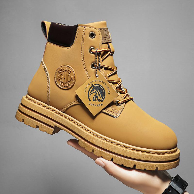 马丁靴男秋冬新款复古高帮皮靴英伦风运动工装靴男士靴子大黄靴