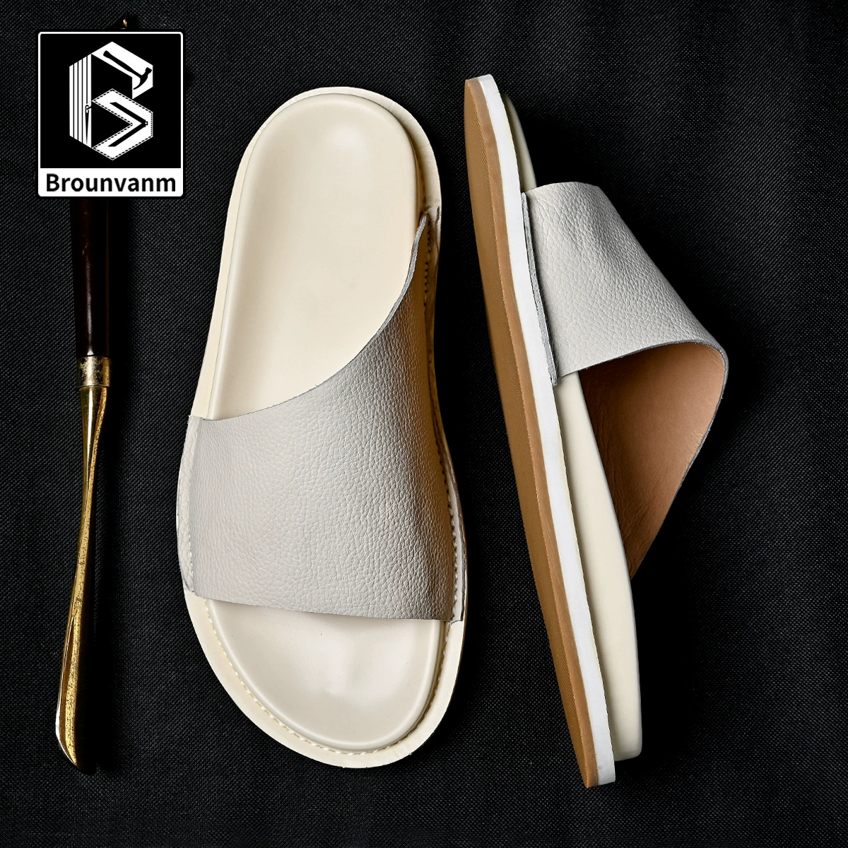 Платиновые тапочки для мужчин летом 2024 новый мужской отдых на свежем воздухе прохладный противоскользящий тренд пляж