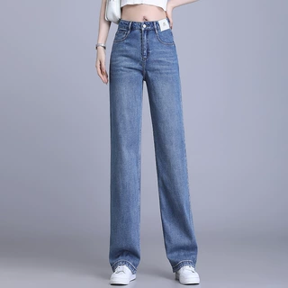 窄版阔腿牛仔长裤女2026年春款高腰显瘦牛仔裤秋季宽松垂感直筒裤