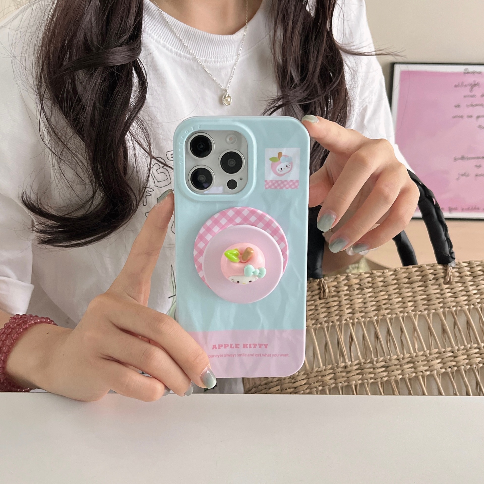 Empalme simple Inglés Apple KT cat para iPhone15Pro funda para teléfono móvil 16ProMax dibujos animados 14/13 femenino