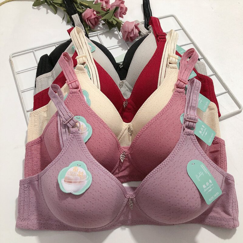 Mom's Intimates Large Size No Rims Cotton Comfortable Breathable Thin Cup Middle-Aged and Elderly Bra Street Stall Exhibition Factory Direct Sale