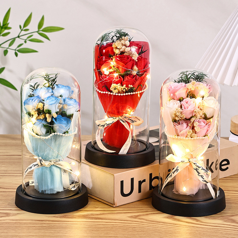 中国のバレンタインデーのギフトパールエッジ永遠の花ローズガラスカバークロスボーダー誕生日ギフト装飾品教師の日|undefined