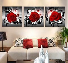 oil painting modern decorative oil painting high definition triple red rose wish AliExpress cross-border supply