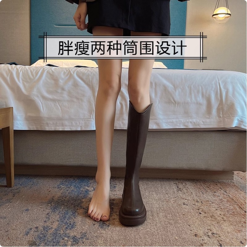 长筒靴女2025秋冬季新款胖mm厚底加绒粗腿大码大筒围长靴子骑士靴|undefined