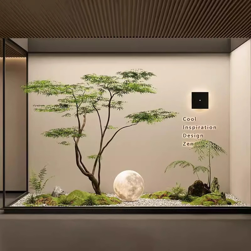 緑の植鶏の爪のカエデの偽のカエデの木の造景のショーウインドーのデパートの茶室のバイオニックの植物の装飾の景観の置物のスーツをシミュレーションします。|undefined