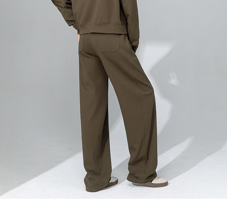Áo hoodie cổ đứng nửa khóa kéo phong cách lười biếng Xinge — Quần dài màu cà phê 85033 chi tiết 21