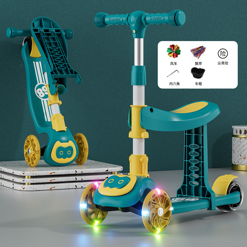 El nuevo Scooter para niños con asiento puede sentarse y deslizarse tres en uno niños y niñas de tres ruedas 1-2-3-5-6 AÑOS NIÑOS